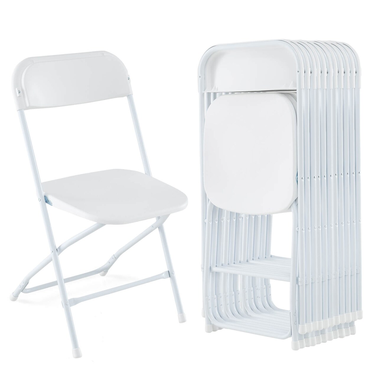 Costway 4/8/12/16/20 Pack Metal Folding Chairs with Plastic Seat & Back Heavy-Duty Metal Frame